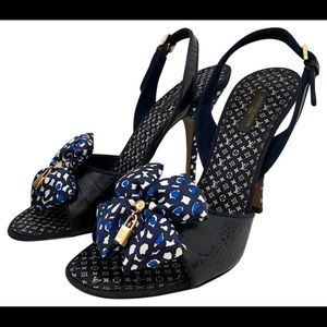 Sold Louis Vuitton Navy Monogram Satin Bow heels